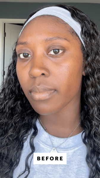 BlayTettey before applying the Ilia Sun Serum Mineral Sunscreen SPF 50